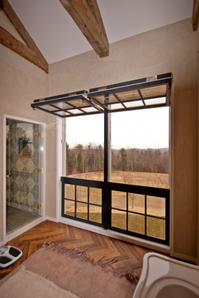 Open interior FoldUp Window with custom stationary picture windows